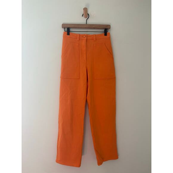 Wilfred Free Modern Utility Pants Size 4 Orange Straight Leg Casual Cargo - Picture 3 of 10